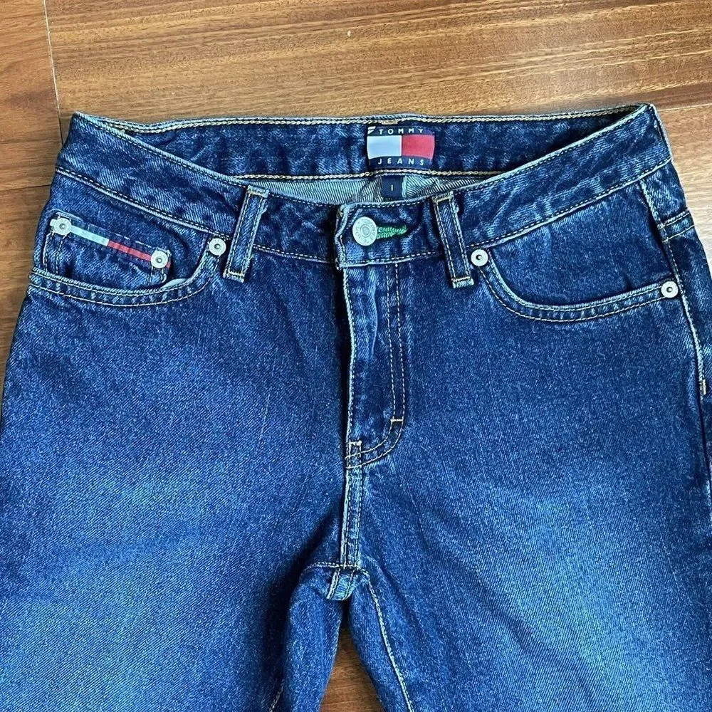 Tommy Hilfiger Jeans  Womens Size 1 Flag Logo Cuff Roller Jean Dark 27 x 30.5 - Picture 5 of 12